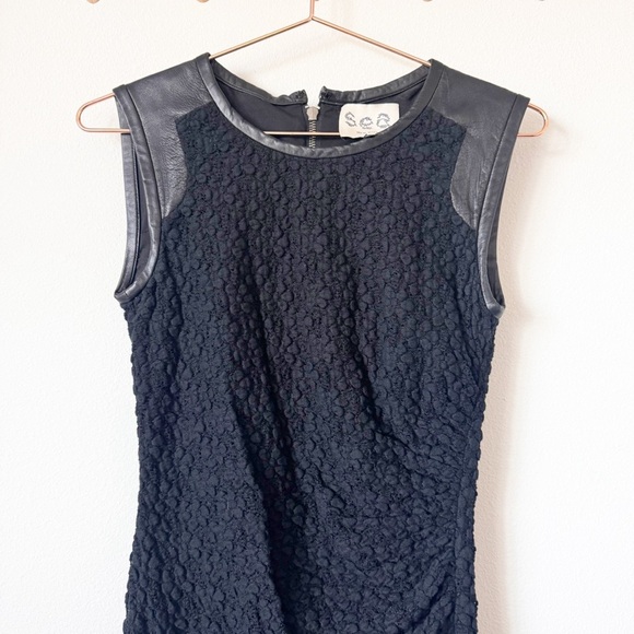 SEA New York Leather and Lace Black Dress - Picture 2 of 9